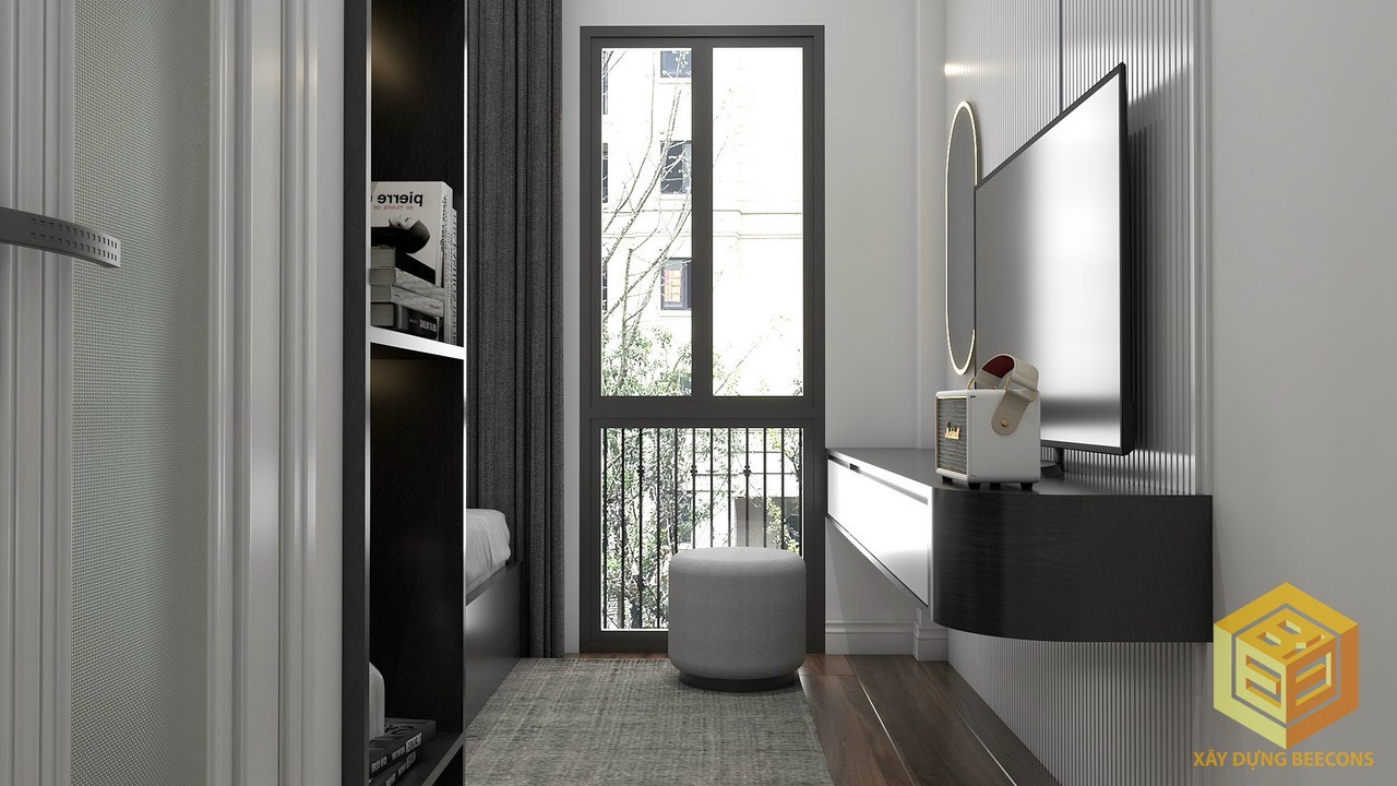 Phòng ngủ tone màu đen phối trắng